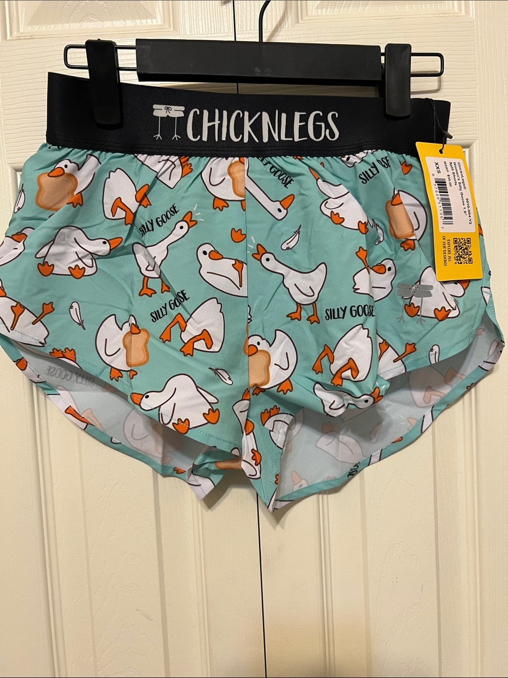 Women's Athletic Shorts - Mint "Silly Goose" Print